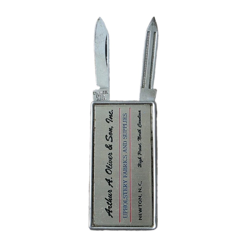 Vintage Arthur A Oliver & Son Money Clip Knife Japan Upholstery Fabrics NC